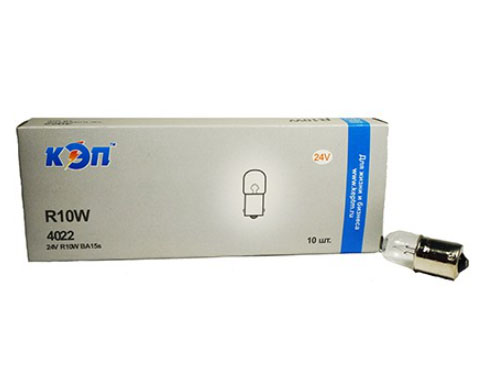24V-10W(R) автолампы (габ. мал. цок. 1к) "ВОСХОД"84241/ КЭП 4022
