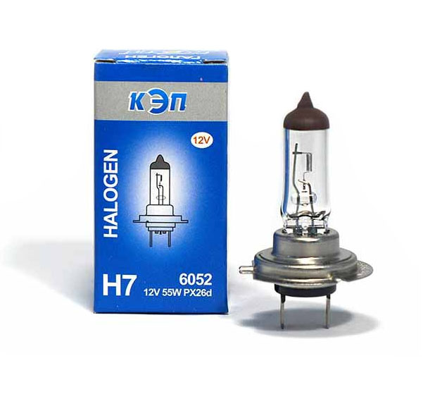 12V-55W(Н7) автолампы галоген. Рх26d "ВОСХОД"80517/ КЭП 6052