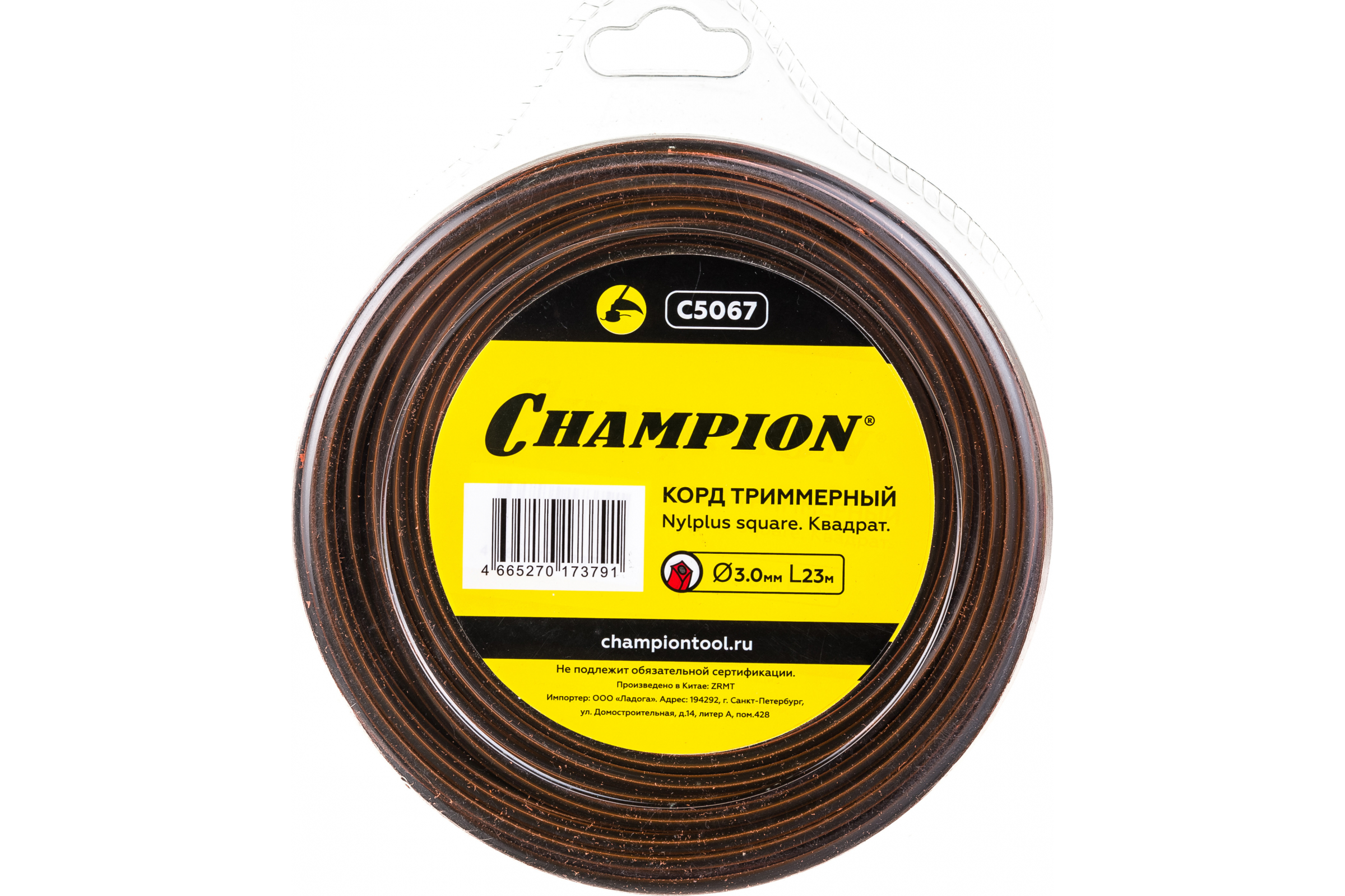 Корд триммерный CHAMPION Nylplus Square 3.0мм* 23м (квадрат)
