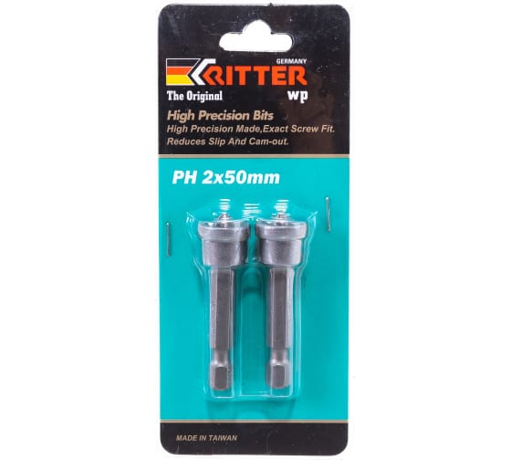 Бита Ritter WP PH 2x50 мм с ограничителем (сталь S2) (2 шт. в блистерной упаковке) (600/60/1)