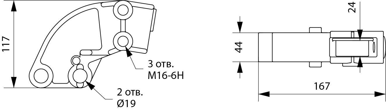 Держатель КПЦ 00.207-03 к стойкам КПС (СТАЛЬНОЙ)(ЗАО РЗЗ г.Рубцовск)