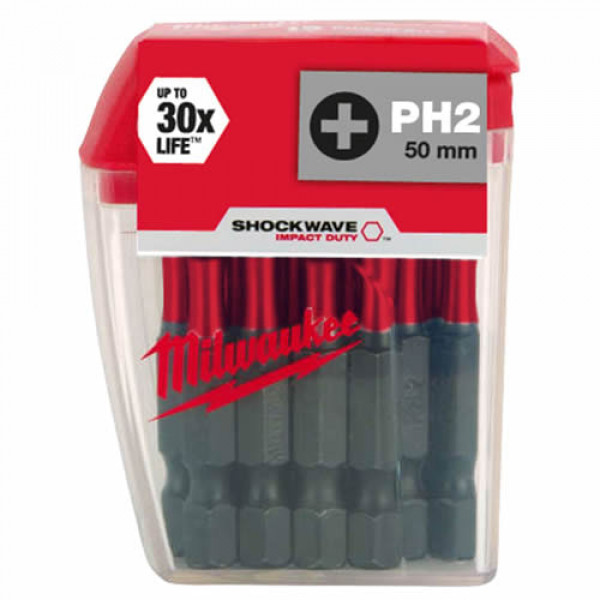 Насадка Milwaukee SHOCKWAVE PH2 50мм (10шт) 4932430855