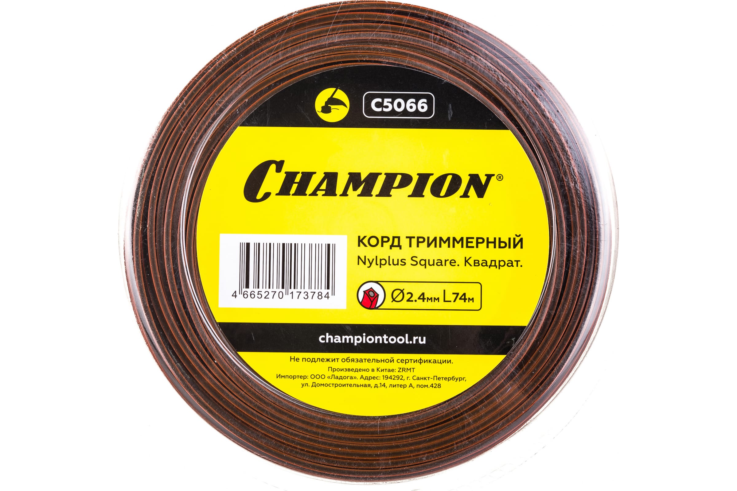 Корд триммерный CHAMPION Nylplus Square 2.4мм* 74м (квадрат)
