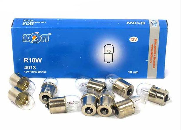 12V-10W(R) автолампы (1конт.мал. цок.) "ВОСХОД" 82221/КЭП 4013