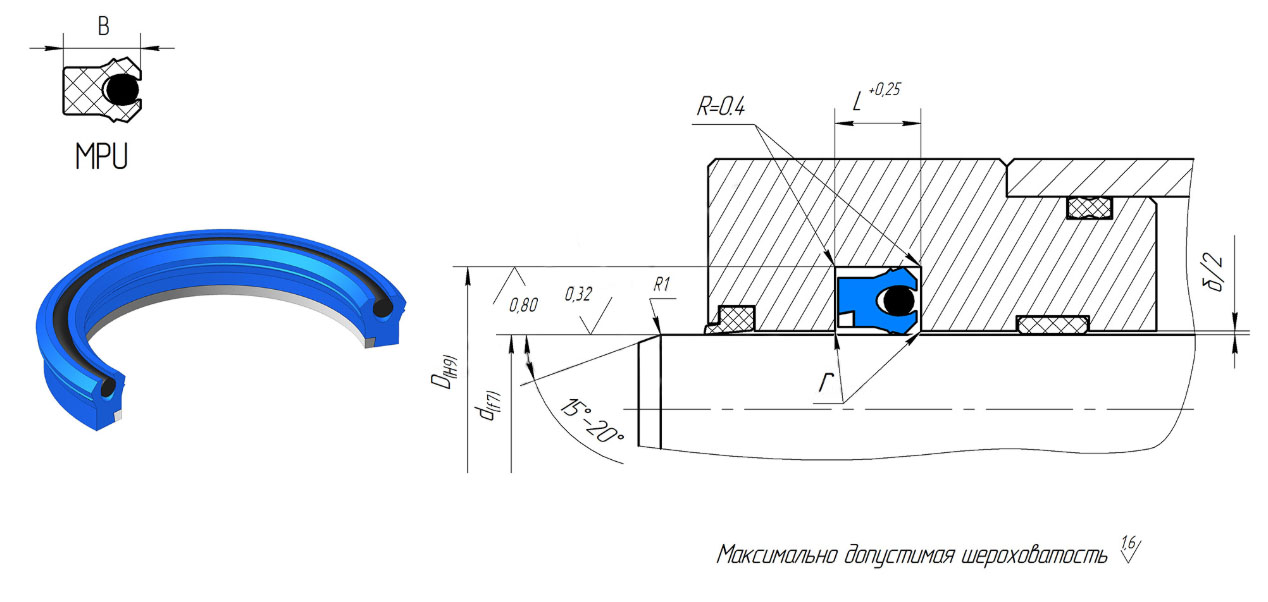 А409 Манжета штока MPU (TRE)-060-075-13