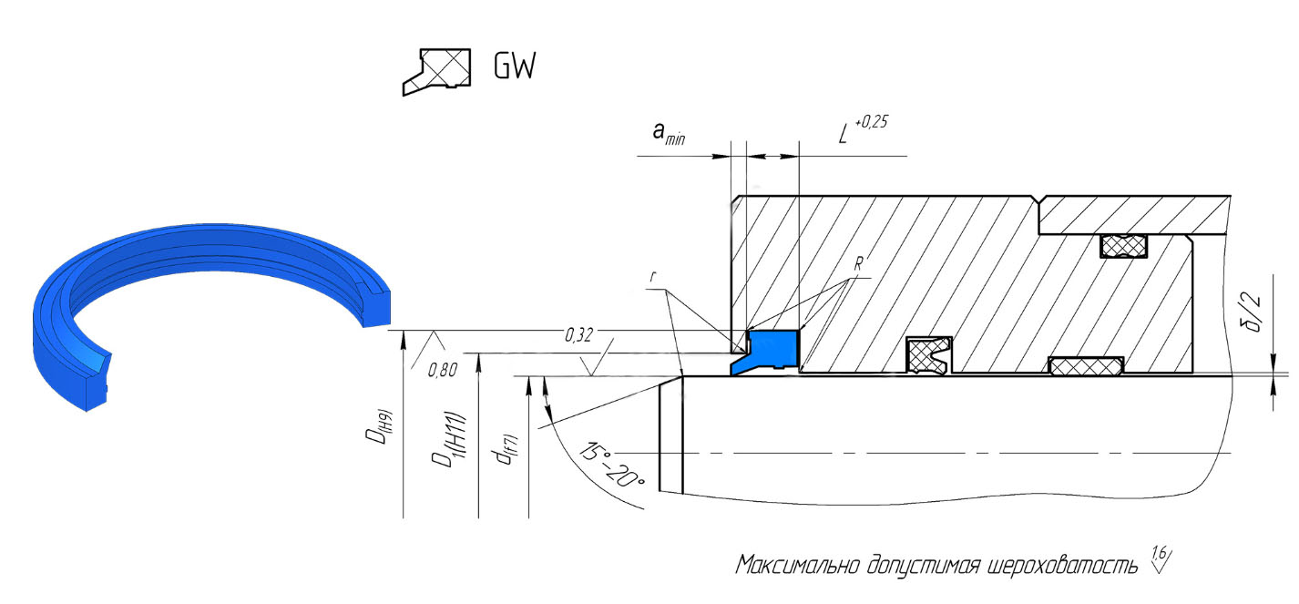 В536 Грязесъемник штока GW(TPE) 100 (Полиэф)