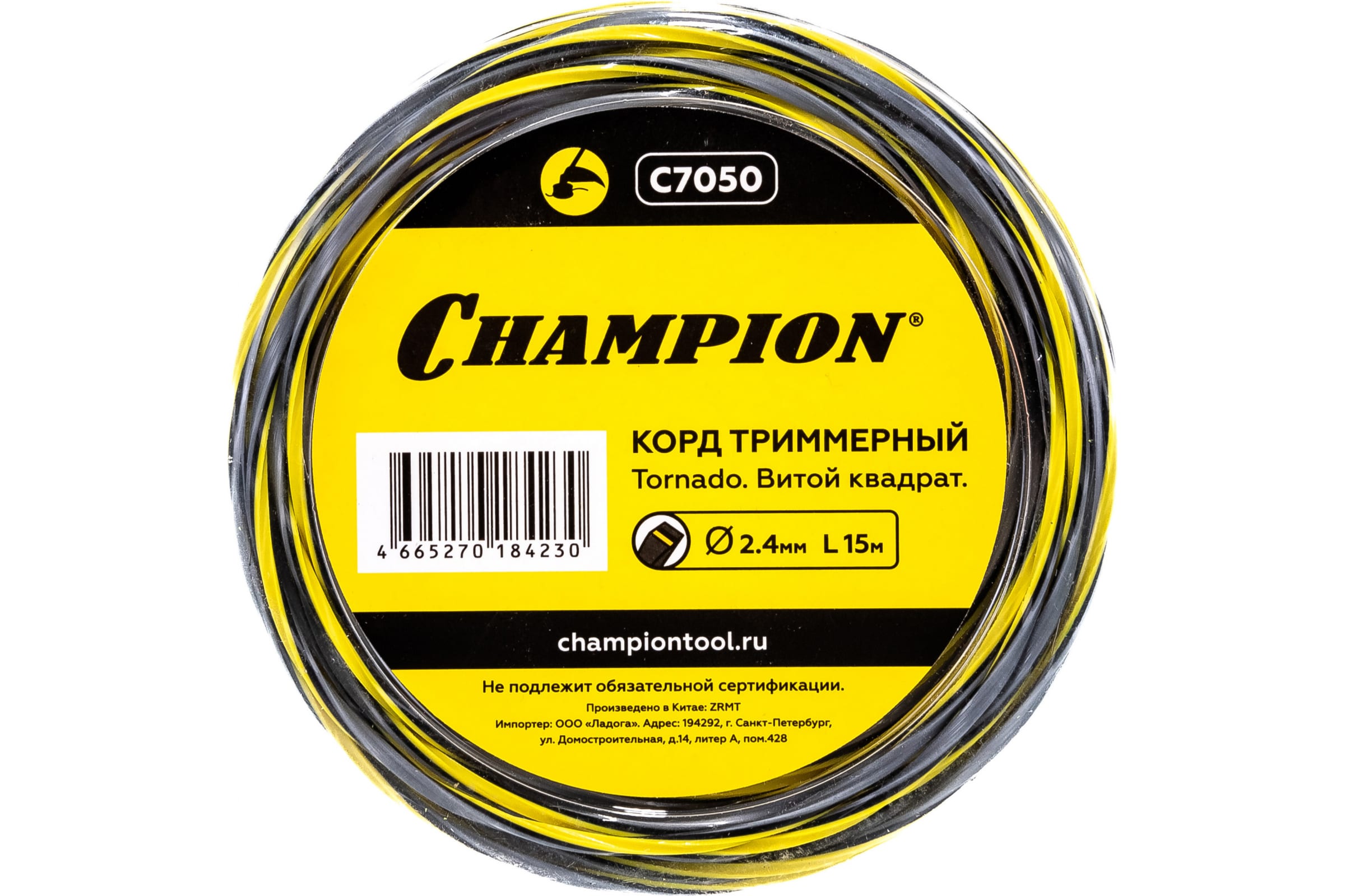 Корд триммерный CHAMPION Tornado 2.4мм* 15м (витой квадрат)