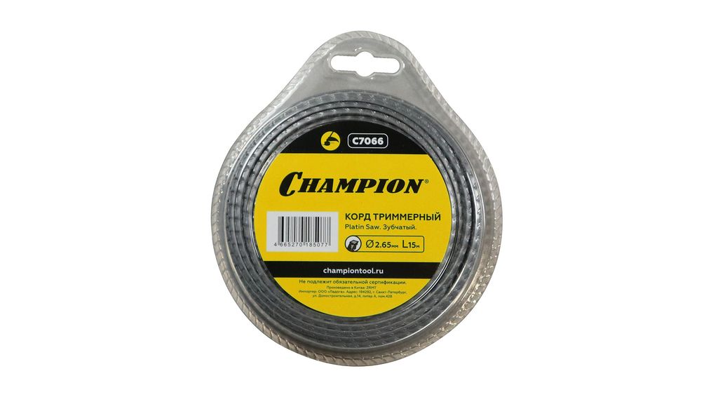 Корд триммерный CHAMPION Platin Saw 3мм*12м (зубчатый)
