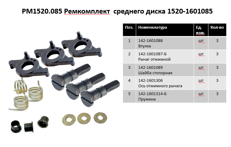 Ремкомплект  среднего диска 1520-1601085 (РМ1520.085) БЗТДиА