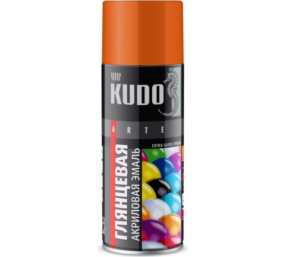 Краска-аэрозоль оранжевая глянцевая 520 мл, KUDO KU-A2004